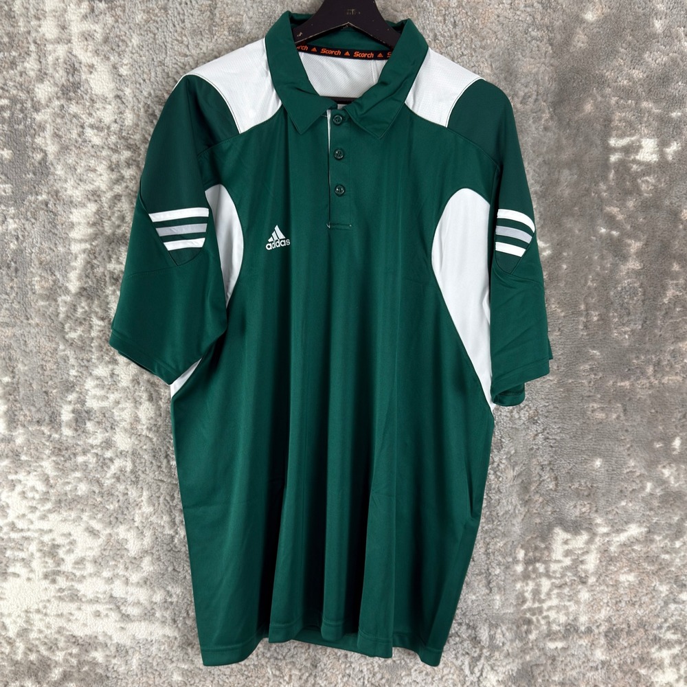 New Adidas Size XL ClimaCool Scorch Training Polo Forest Green Short Sleeve Men